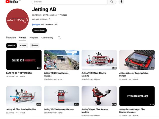Jettings profil på YouTube