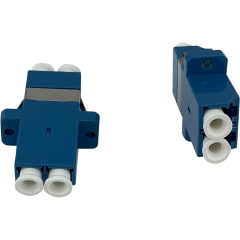 Adaptor LC/UPC - LC/UPC SM DX Duplex Ceramic Blue med flange (helstøbt)