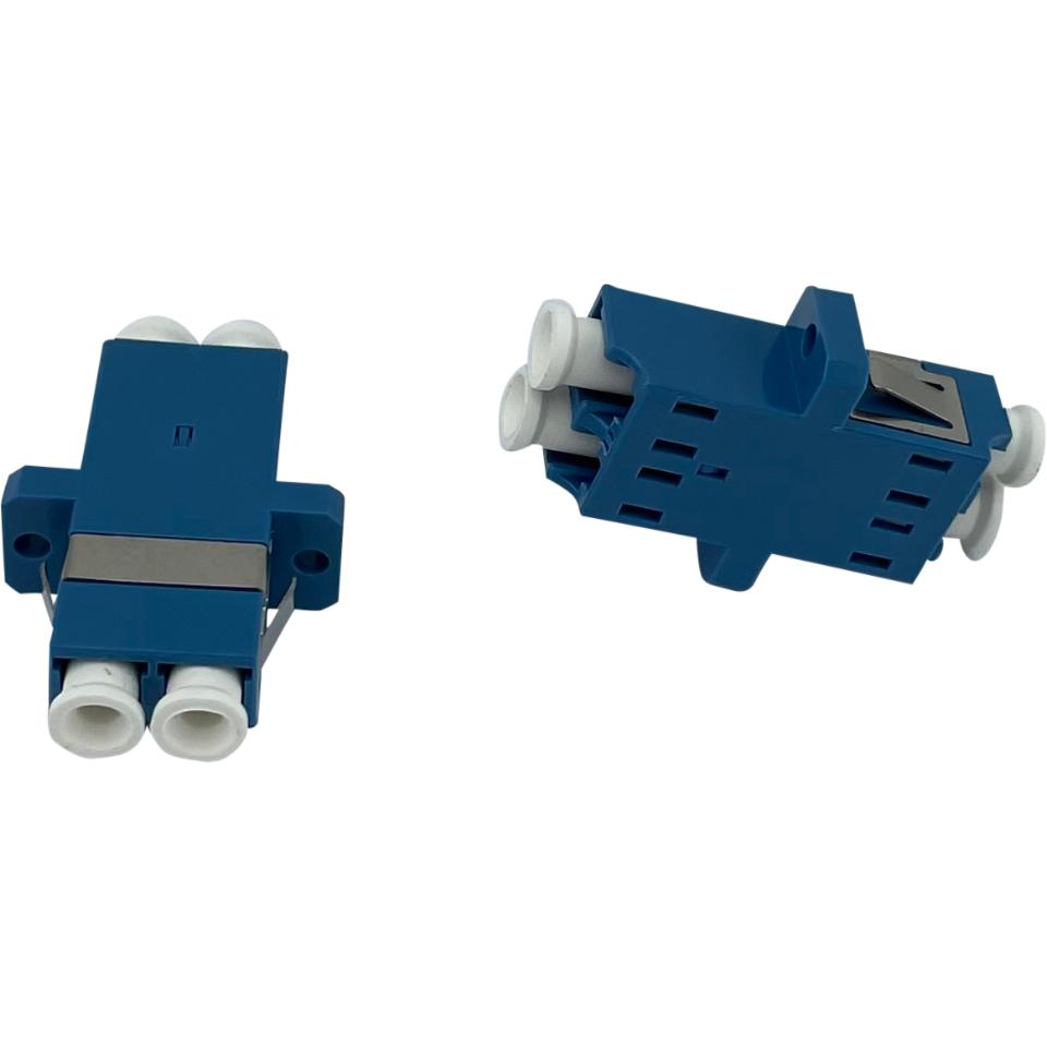 Adaptor LC/UPC - LC/UPC SM DX Duplex Ceramic Blue med flange (helstøbt)