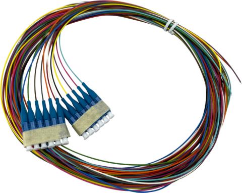 CommScope Pigtailsæt LC/UPC 2M 9/125µm semitight G657.A1 tuned LSZH Sæt med 12 farver
