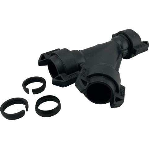 Y-Muffe Ø40-40-40mm Swept tee closure + 3 grab rings