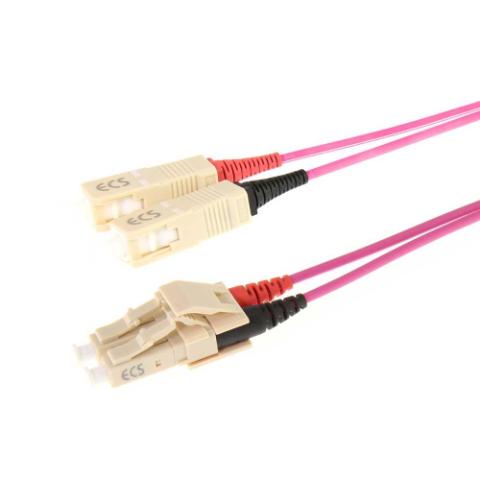 ECS Patchkabel LC/PC - SC/PC 10M Duplex 50/125µm OM4 2x4mm Pink