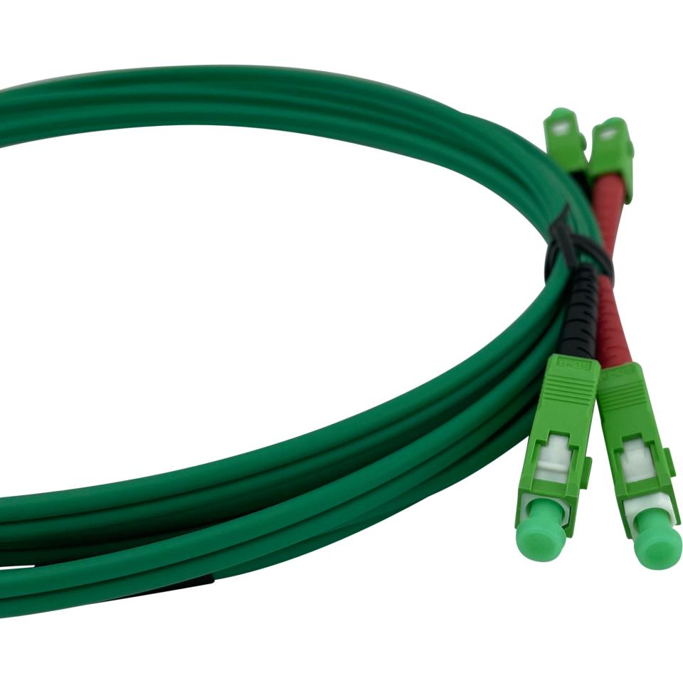 Patchkabel SC/APC - SC/APC Duplex 9/125µm 2,8x5,6mm 2M green cable - no crossing with simplex connectors