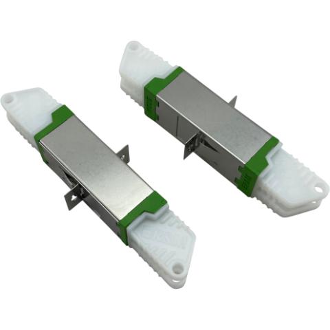 Adaptor E2000/APC - E2000/APCSM Duplex zirconia sleevegreen plastic housingflanged, R&M