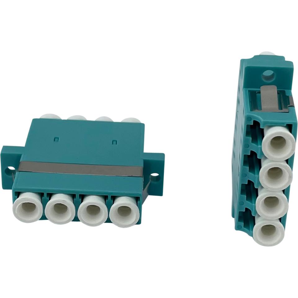 Adaptor LC/PC - LC/PC Quad OM3 Aqua with flange