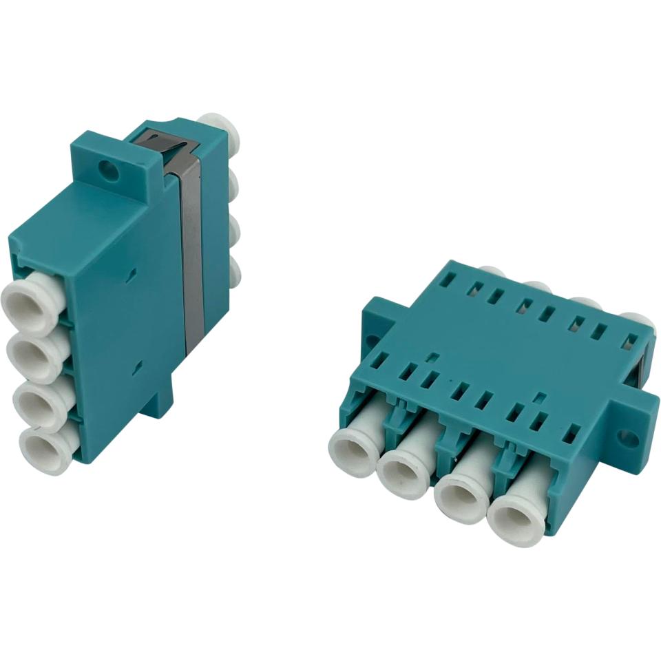 Adaptor LC/PC - LC/PC Quad OM3 Aqua with flange