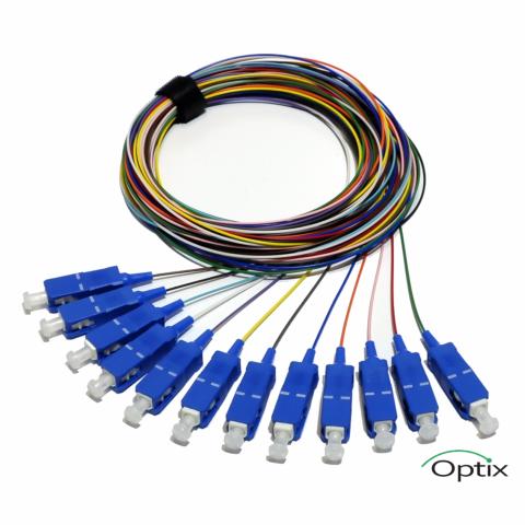 Pigtail LC/UPC 9/125µm semi tight 2M Sæt med 12 farver