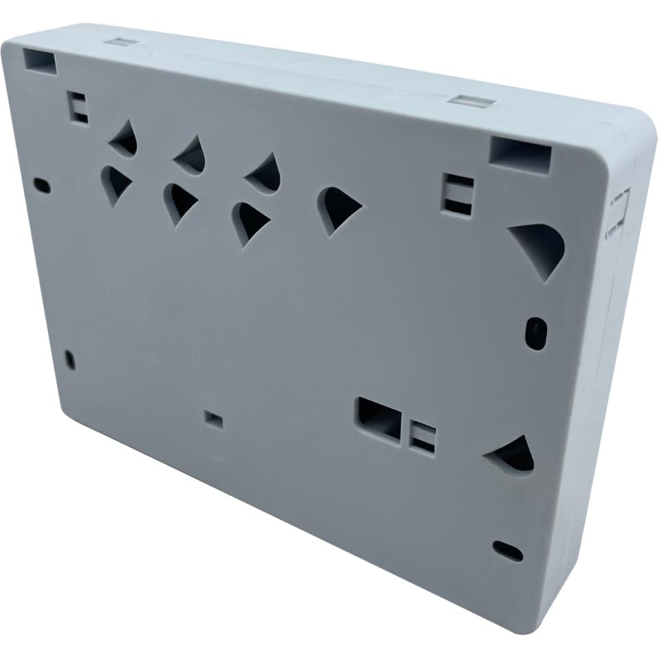 Boks til 4 x SC simplex adaptorer eller 4 x LC duplex adaptorer 150x110x30mm RAL 7035