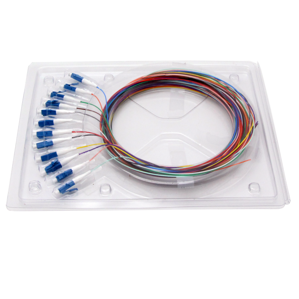 ECS 1 stk Pigtailsæt med LC/UPC i 12 farver 9/125µm G652.D 2,0m