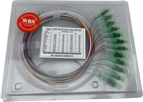 ECS 1 stk Pigtailsæt med LC/APC i 12 farver 2,0m