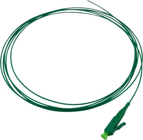 ECS Pigtail LC/APC 0,9mm G657.A1 loose buffer LSZH 9/125µm Green fibre and green tube Stripping length min. 1 meter 2,0m 