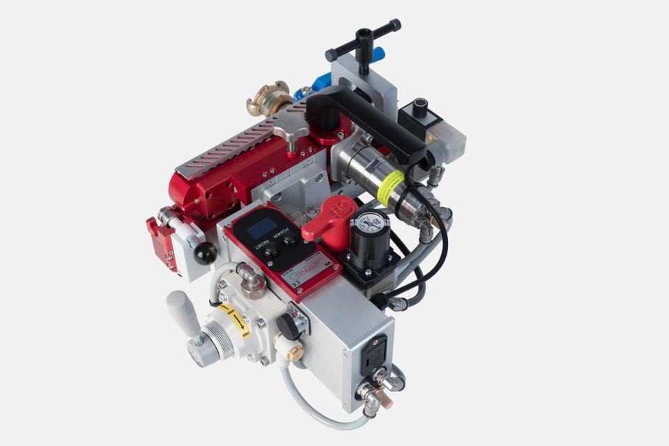 Jetting V2 blæsemaskine med joystick controller forberedt til logger. 2,4-16mm, rør 7-50mm. 550N. V2 leveres med Ductlube, Service Kit samt Transportkasse med laserskåret skumindlæg