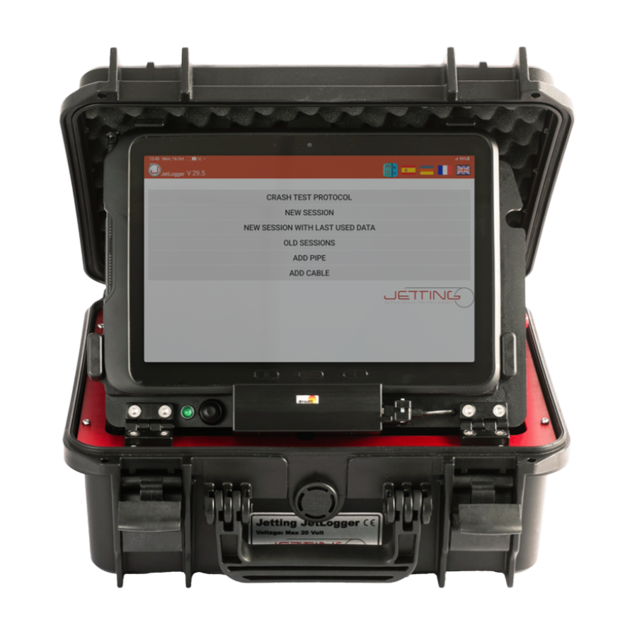 Jetting Jetlogger til V1, V2 og V3 i kuffert. Inkl. tablet, kabler, batterier, og lader.
