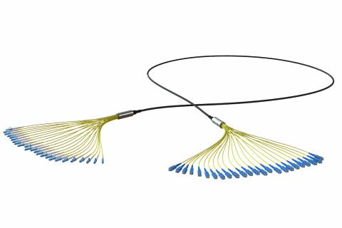 AFL 24F pretermineret kabel LC/APC - LC/UPC 35M G.657A1 YELLOW LSZH 2mm SX Fanout 1M lige