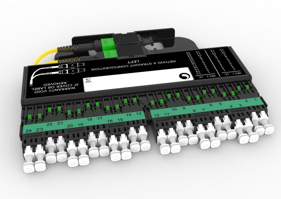 CommScope FACT LL NG4 MPO module METHOD 2x12F MPOtimate 24xLC/APC Singlemode To be used when patch (LC/APC) leave FACT shelf RIGHT side