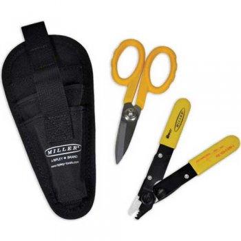 Miller® Fiber Optic Stripper & Shear Kit Lightweight Nylon Pouch, FO 103-T-250-J 3 Hole Fiber Optic Stripper, KS-1 Kevlar® Shears