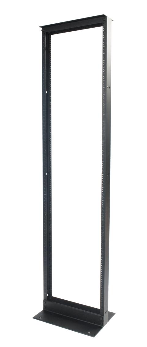 CommScope Equipment Rack, 2-Post, 3in x 7ft (76x2134mm), H=19in (482,6mm), Alu 45U, 12-24 Tapped Rails, Black