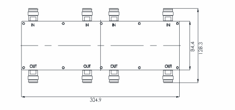 RFS Hybrid Combiner 4x4 694-3800MHz, IP65, PIM 160dBc 4.3-10 female