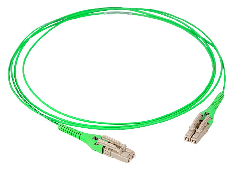 CommScope ULL 2.0 mm Duplex Fiber Patch Cord OM5 LC Uniboot to LC Uniboot, LSZH/Riser, Lime Green Easy Adjust. polarity and push -pull mechanism. 1 M