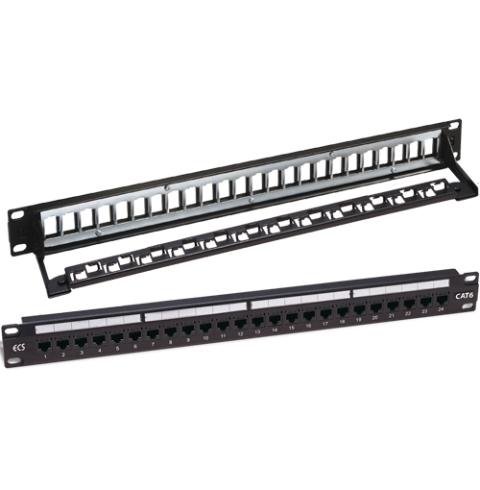 ECS 1HE panel 24port STP/UTP inkl. Aflastning (Side-by-side)