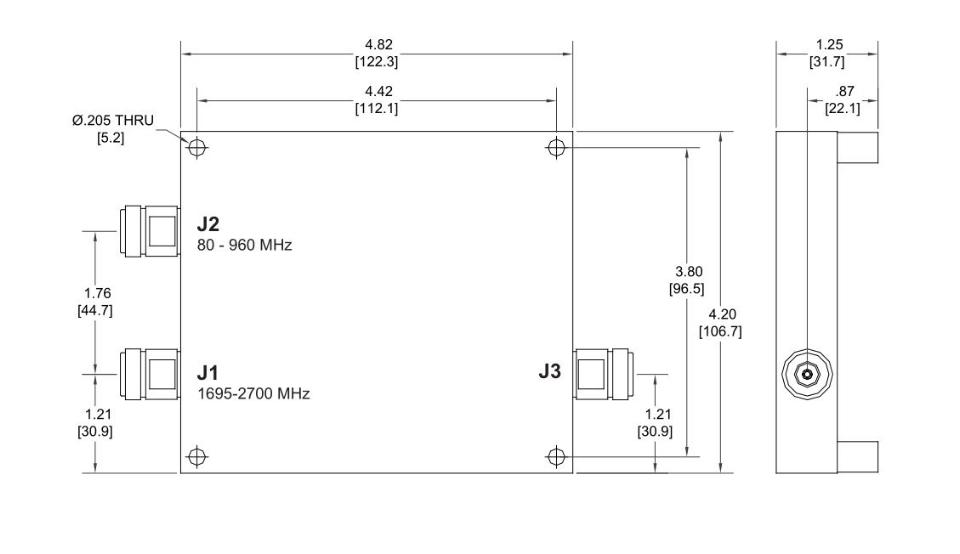 Microlab Diplexer 80-960/1695-2700MHz 120W - 161dBc 4.3-10 IP64