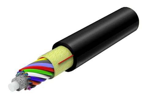 CommScope 48 fiber kabel in-outdoor ø6,8 4x12F Black LSZH, CPR Dca-s1a,d0,a1, EIA/TIA 598, 4 km pr. tromle
