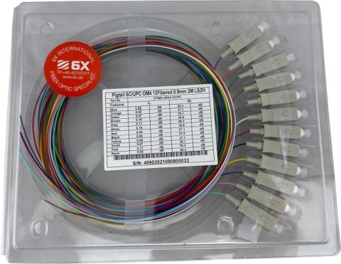 ECS 1 stk Pigtailsæt med SC/UPC i 12 farver 50/125µm OM4 2,0m