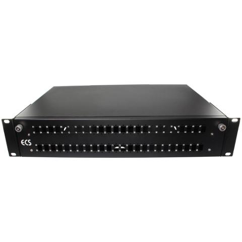 ECS 19" panel tomt sort 2HE til 48x LC Duplex KOMBI fiberbox løs front nummerering 1-96