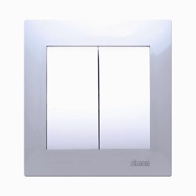 Dobbelt Tryk 16A. Hvid. Inkl ramme. Skrueterminal.