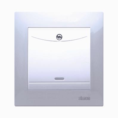 Afbryder - hotel kort. 10A. Hvid. Inkl ramme. Skrueterminal.