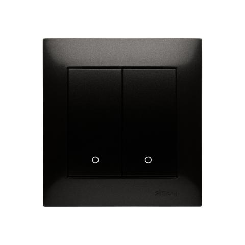 Dobbelt 2 polet afbryder. 16A. Antracit. Inkl ramme. Skrueterminal.