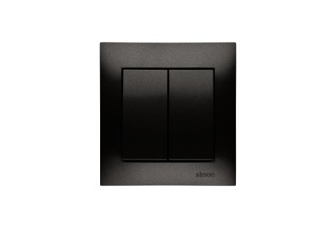 Dobbelt Korrespondance. 16A. Antracit. Inkl ramme. Skrueterminal.