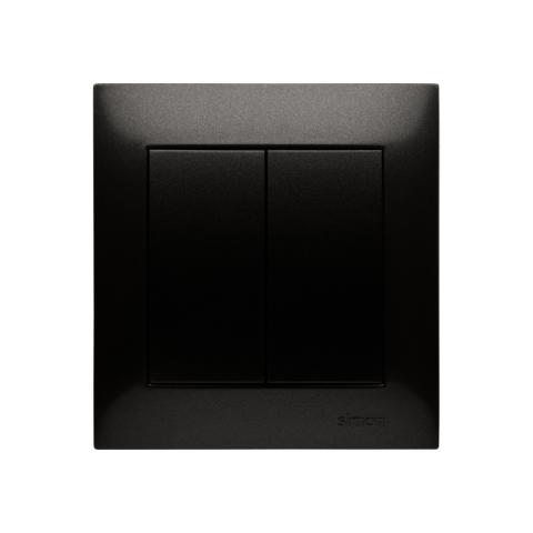 Dobbelt Tryk 16A. Antracit. Inkl ramme. Skrueterminal.