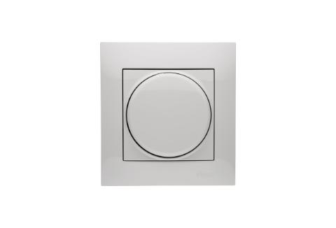 Dæmper. Drejetryk. 16A. Hvid. Inkl ramme. Skrueterminal. Glødelampe