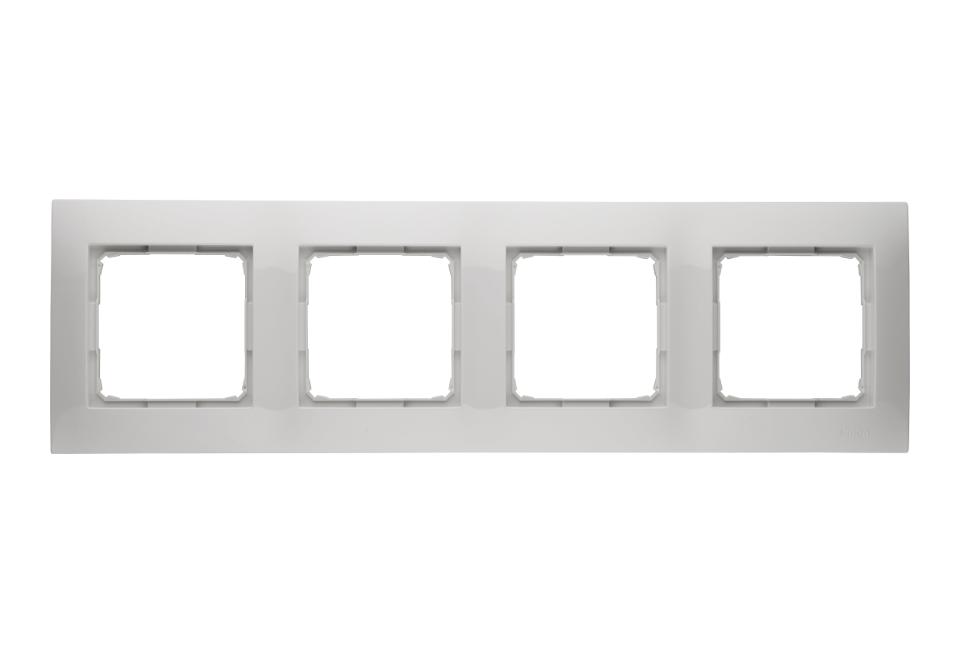 Ramme 4 modul vandret. Plast. Hvid.