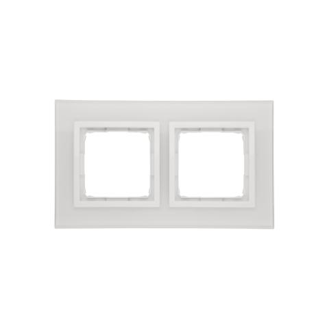 Ramme 2 modul vandret. Glas. White Pearl.