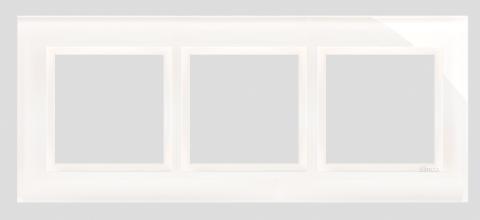 Ramme 3 modul vandret. Glas. White Pearl.