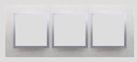 Ramme 3 modul vandret. Glas. Classic Inox.