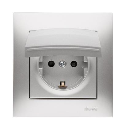 Stikkontakt Schuko. 16A. IP44. Alu Inkl ramme. Skrueterminal.