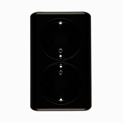 Dobbelt stikkontakt Schuko. 16A. Hvid. Inkl underlag/ ramme. Antracit