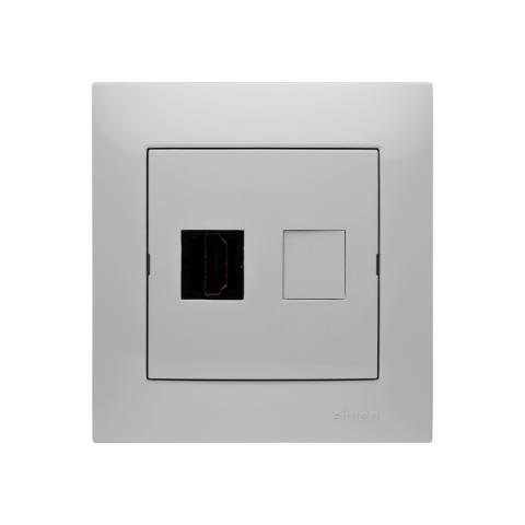 HDMI-udtag. Inkl Ramme. Hvid