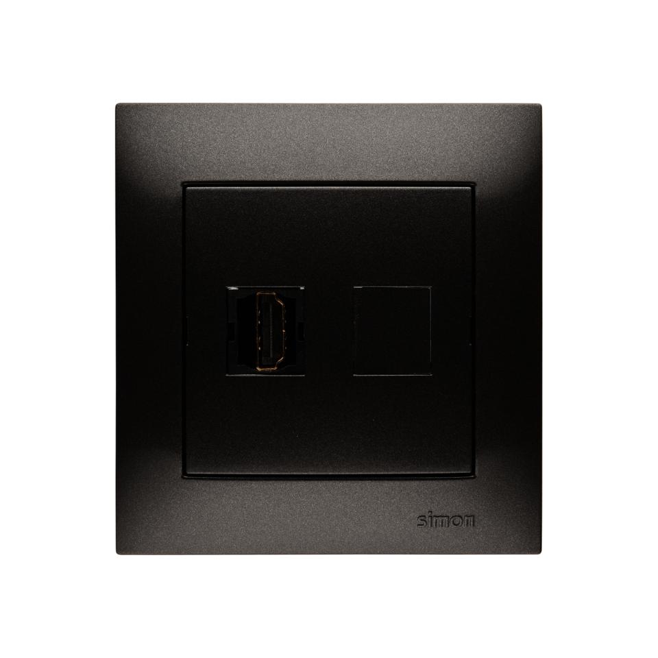 HDMI-udtag. Inkl Ramme. Antracit