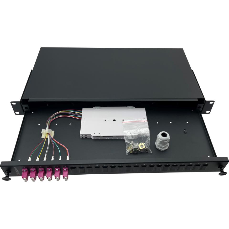 ECS 19 ODF Fiberpanel 1He 6xLC Duplex OM4 - komplet (Pre fix)