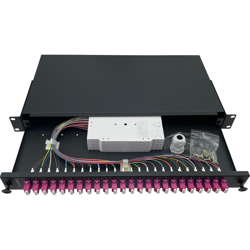 ECS 19 ODF Fiberpanel 1He 24xLC Duplex OM4 - komplet (Pre fix)