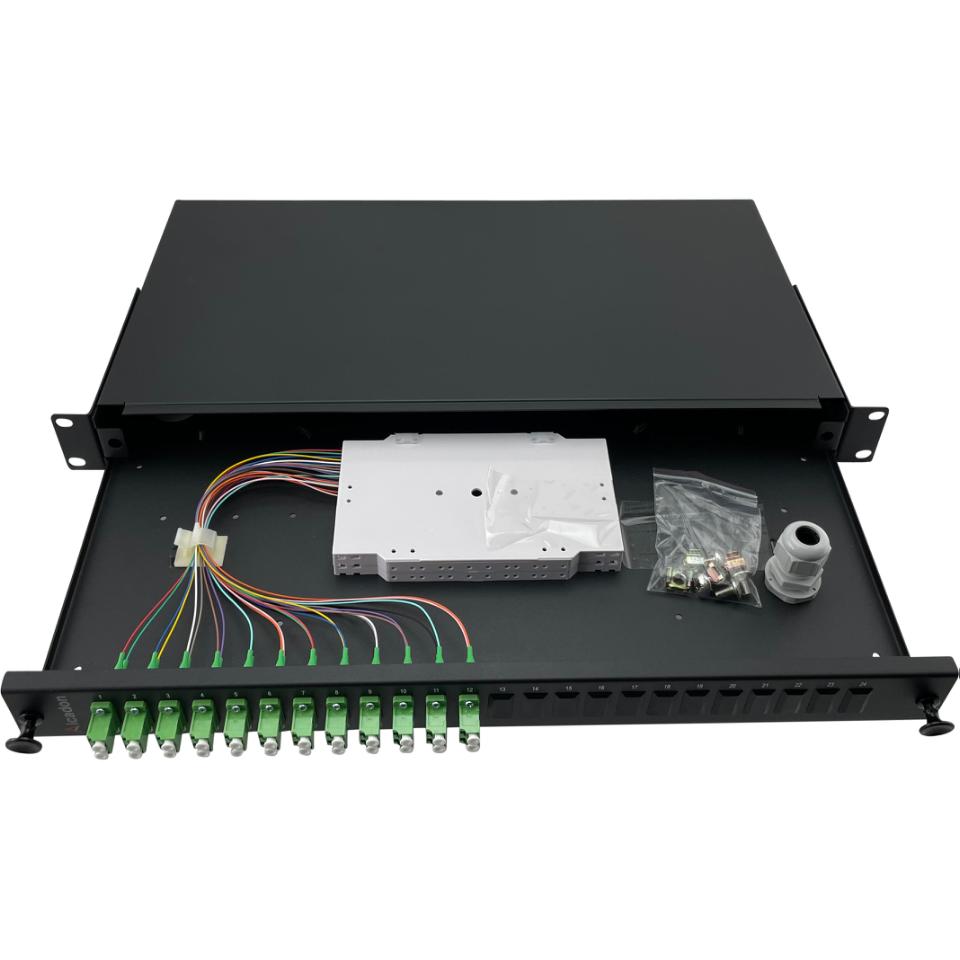 ECS 19 ODF Fiberpanel 1He 12xLC/APC Duplex SM - komplet (Pre fix)