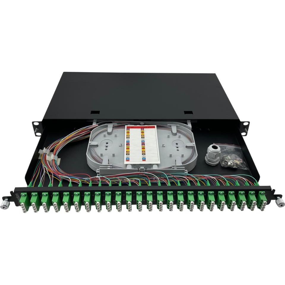 ECS 19 ODF Fiberpanel 1He 24xLC/APC Quad SM - komplet (Pre fix)