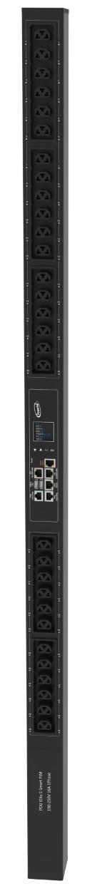 Powertek Intelligent PDU 230V, 1 fase, 16amp, låsning af power kabler, C13/C19 kombination i samme udtag, 30 udtag redundant netværks mulighed,  OLED display, overvågning af sikringer