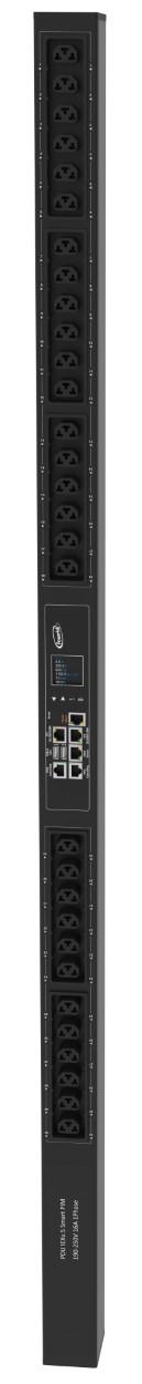 Powertek Intelligent PDU 230V, 1 fase, 16amp, låsning af power kabler, C13/C19 kombination i samme udtag, 30 udtag redundant netværks mulighed, OLED display, overvågning af sikringer