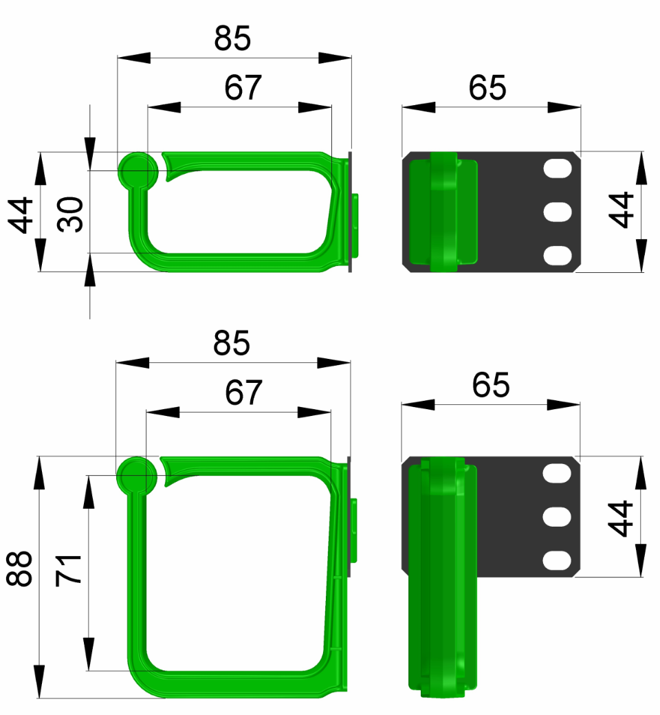 ENOC Kabel management KBPH 02-S. Plastik, 1 par Sort. Med 2 stk. i pakken