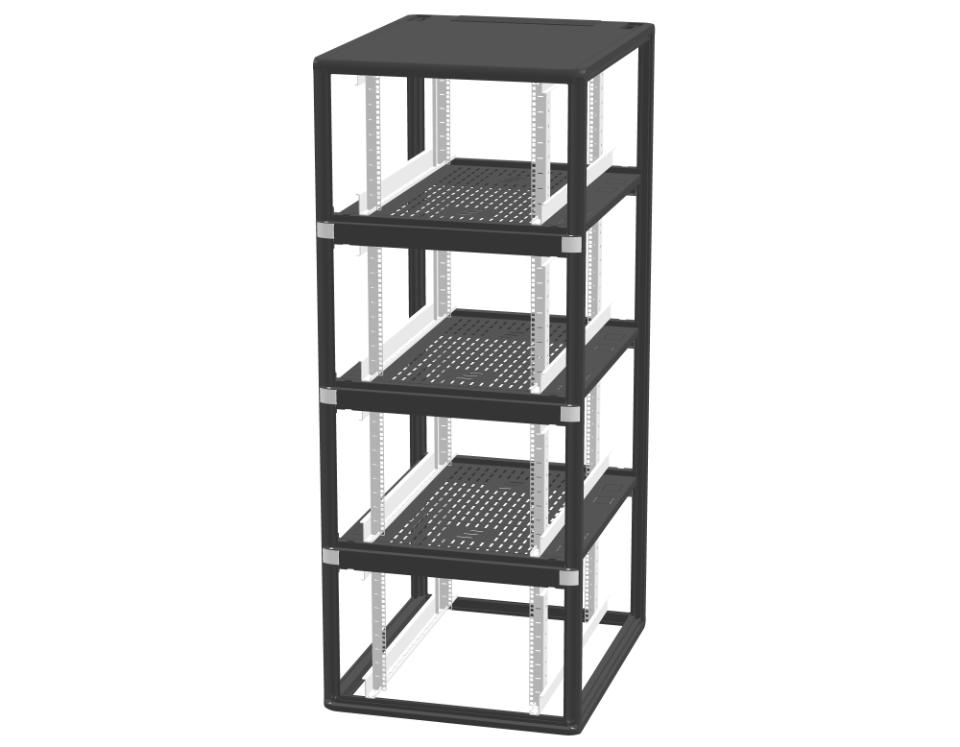 ENOC S1 CX Serverskab 19". 4x9 HE Perforeret front Sort